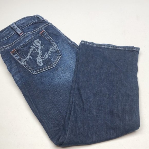 VINTAGE SILVER SANTORINI CROP JEANS 32x27 🦋 - Picture 6 of 13